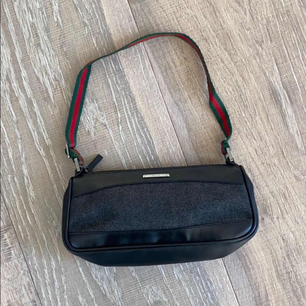 Gucci mini bag w leather and canvas trim